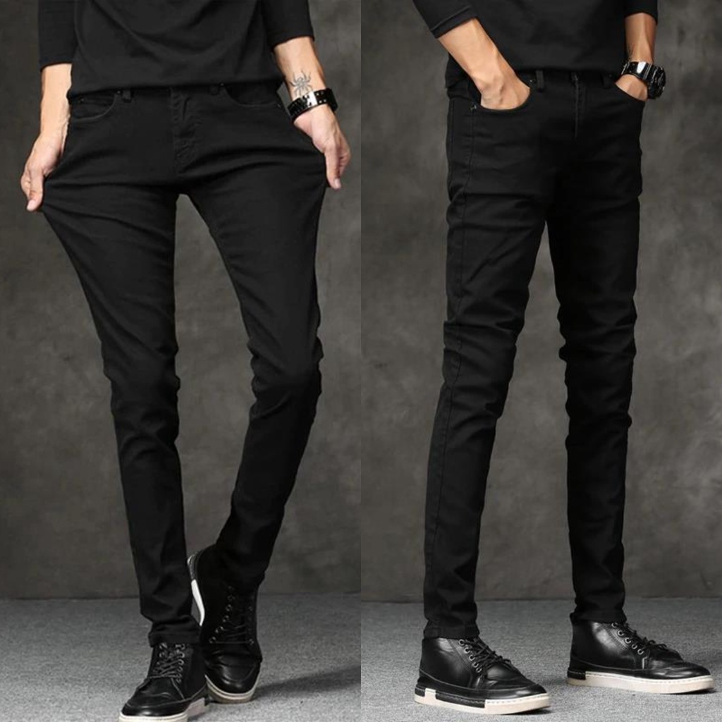 BLACK BASIC Men's Pants Skinny Jeans Size:28-34 DOTCOM | Shopee Philippines