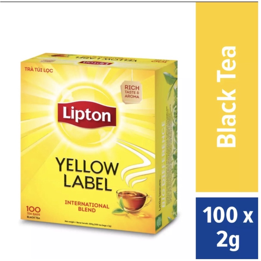 Lipton Yellow Label Black Tea 100 Tea Bags X 2g, 200g International ...