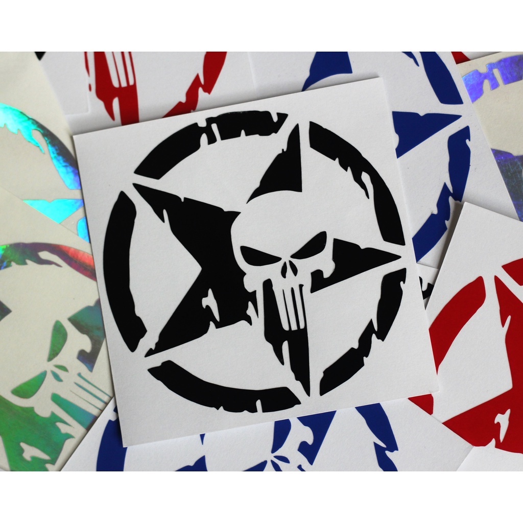 Star Skull Punisher Decal / Sticker for cars, motorcycles, laptops, etc