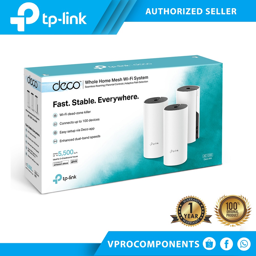 TP-Link Deco M4 AC1200 Whole Home Mesh Wi-Fi System (3 Pack) | Mesh ...