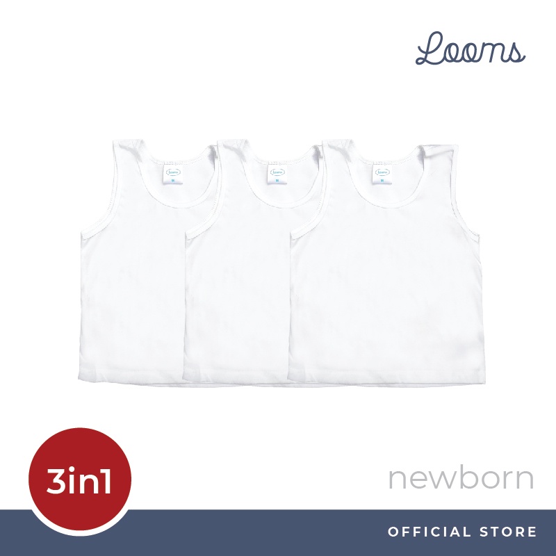 Looms Newborn Baby 0-6 Months 3 In 1 Basic Plain White Sando 3 Pcs ...