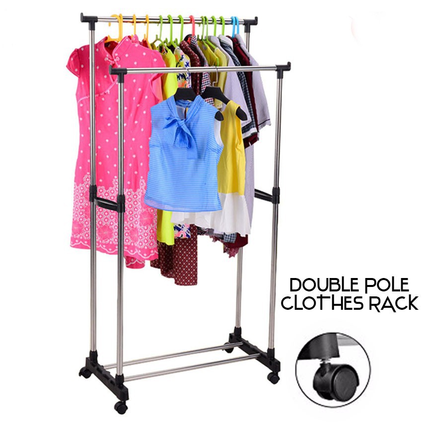 Double rod adjustable rolling drying rack can be hung | Shopee Philippines