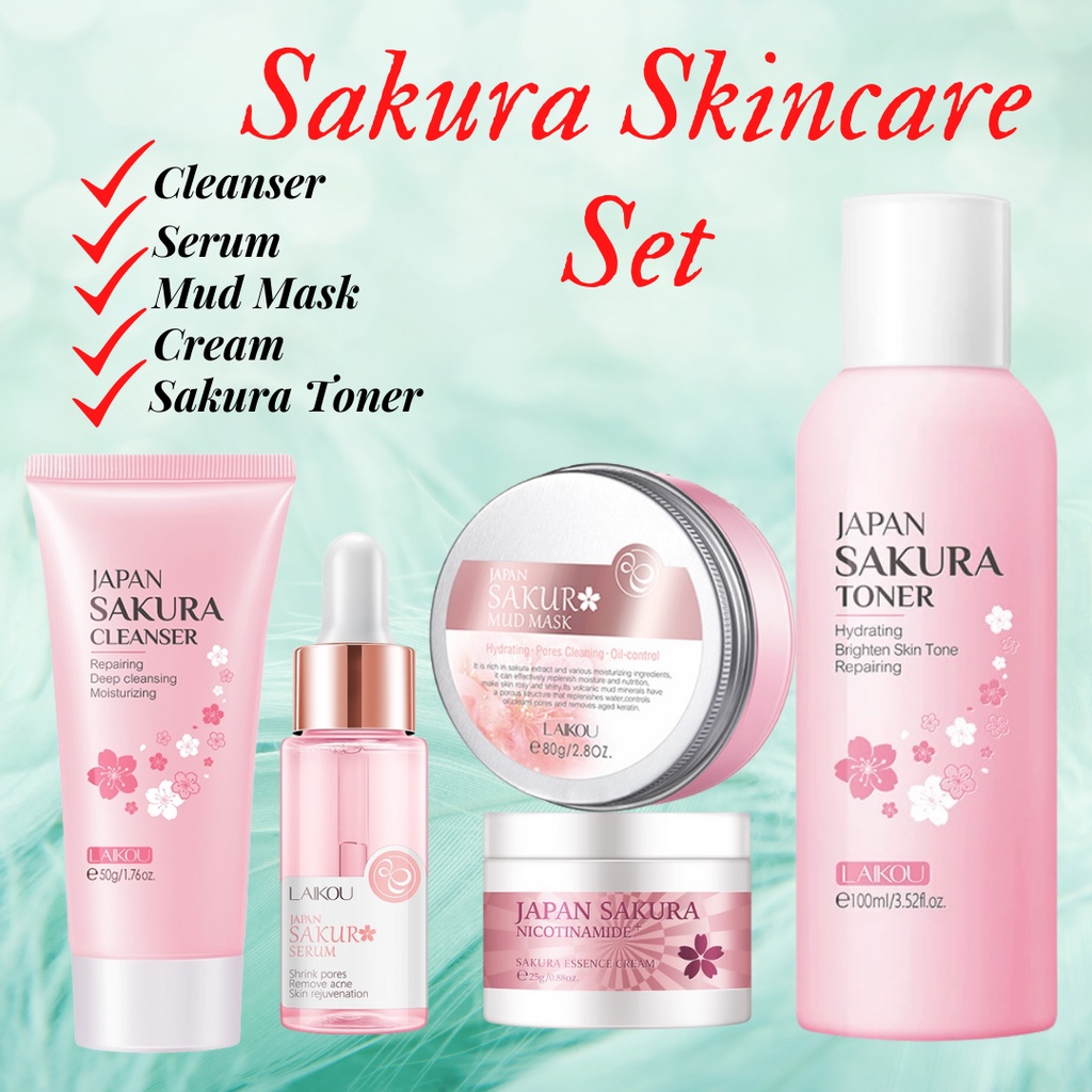 Japan Sakura Skin Care Set Whitening Set Exfoliating Shrink pores Acne and Pimple Treatment