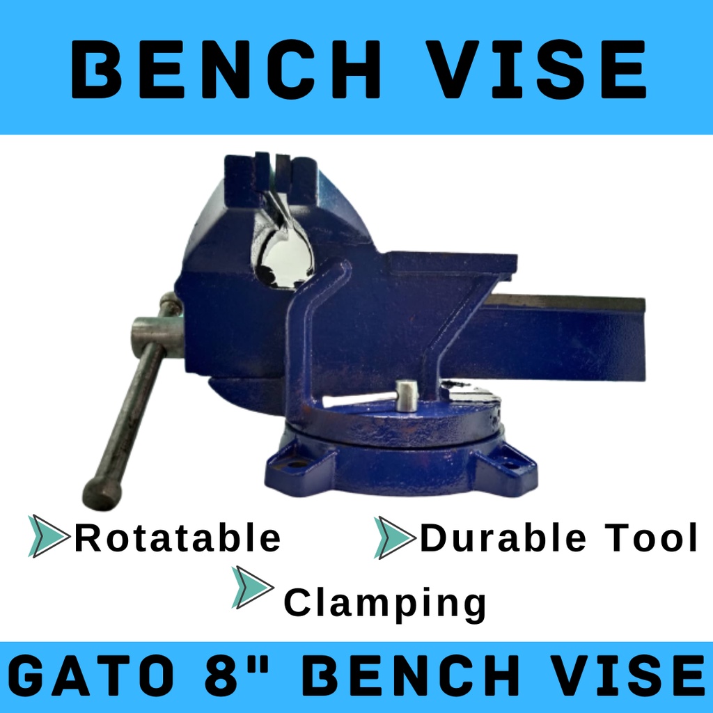 Blue Bench Vise (Pang Ipit) W/ Anvil 8"Gato Machinist's Vise
