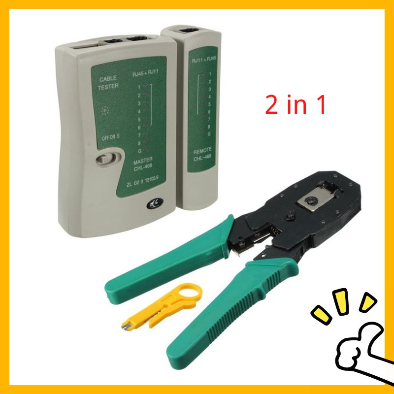 2 in 1 Utp Crimper Tool RJ45/RJ11+ Network LAN Cable Tester Cat5/Cat6 ...