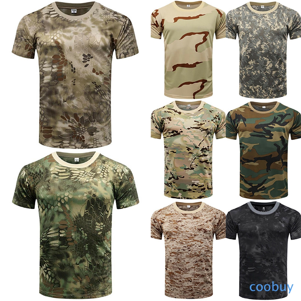 Camo T-Shirt for Men Slim Fit Camouflage Short Sleeve Round Neck Summer ...