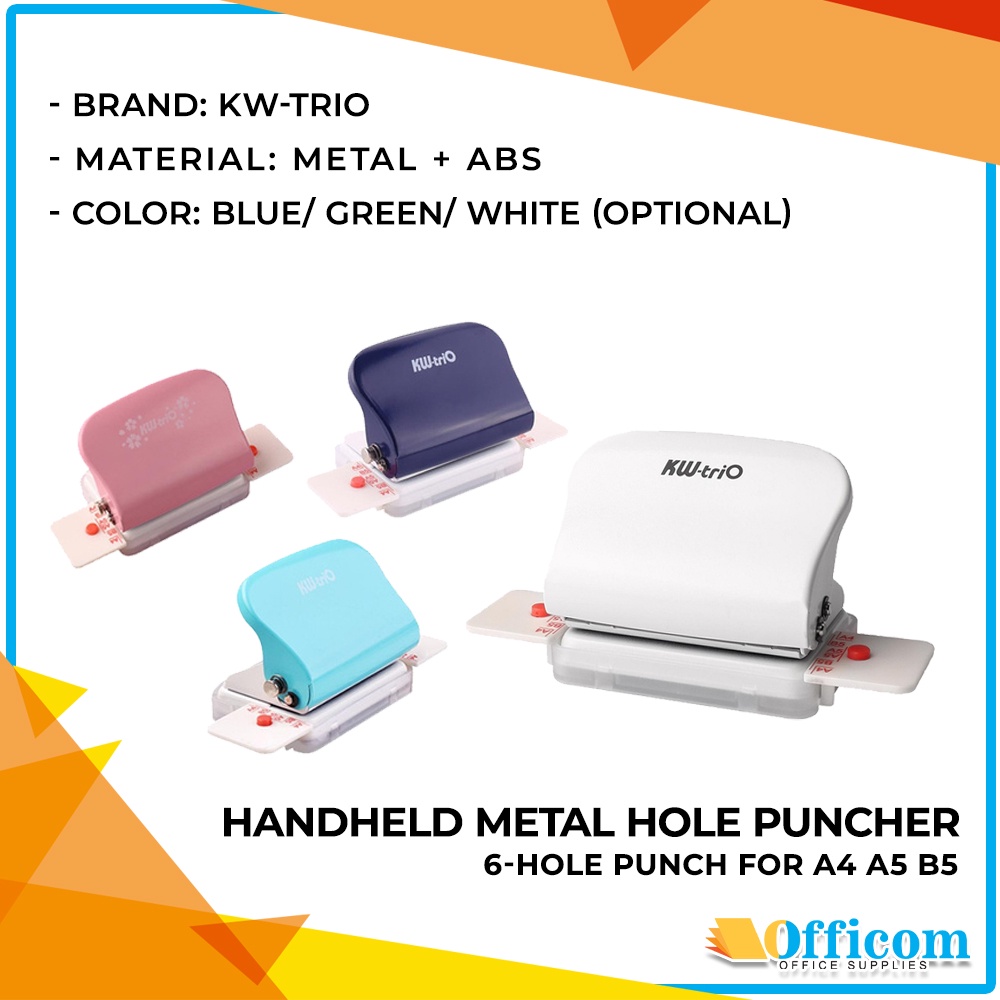 5 Sheet 6-Hole Paper Punch Handheld Metal Hole Puncher Diameter