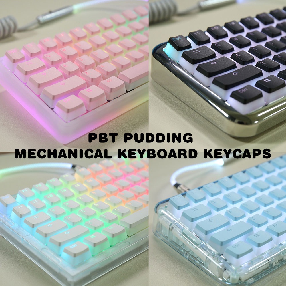 ⚡HOT⚡129 keys PBT Pudding Keycaps Transparent Backlit Keycap For RK61