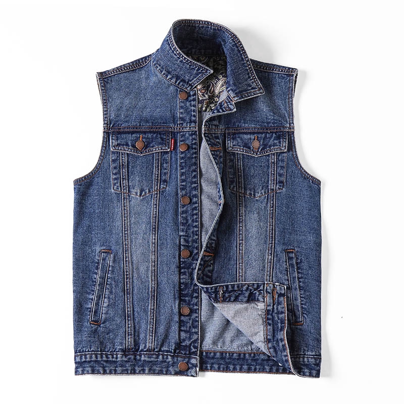 Big Plus Size Men's Denim Vest Sleeveless Jean Jacket Waistcoat