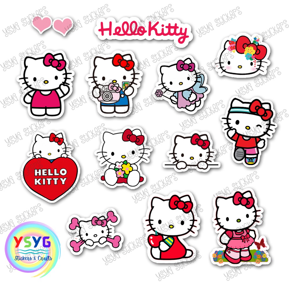 12 Pcs Hello Kitty Design Sticker Set - #8004
