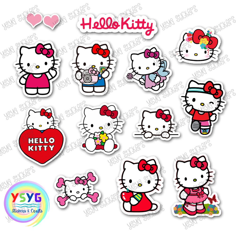 12 Pcs Hello Kitty Design Sticker Set 8004 Shopee Philippines