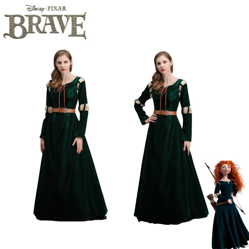 Disney Brave Merida Princess Costume Adult Dress Suit Halloween Cosplay Party