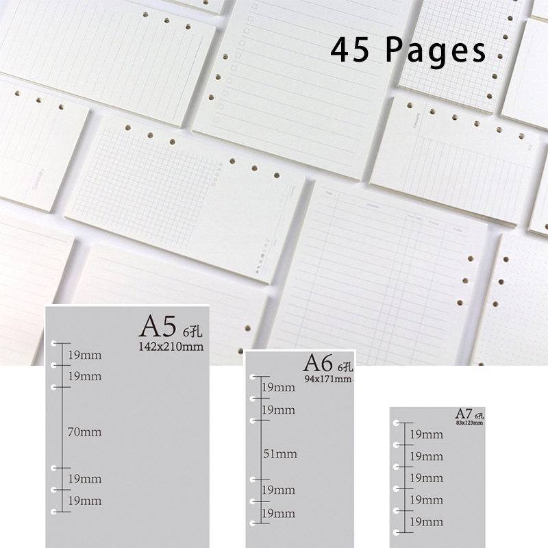 45-page Loose-leaf Notebook Inner Page A5 A6 A7 Horizontal Line Loose-leaf  Inner Page 6-hole Loose-leaf Refill Suitable For Loose-leaf Notebook - Temu  Belgium