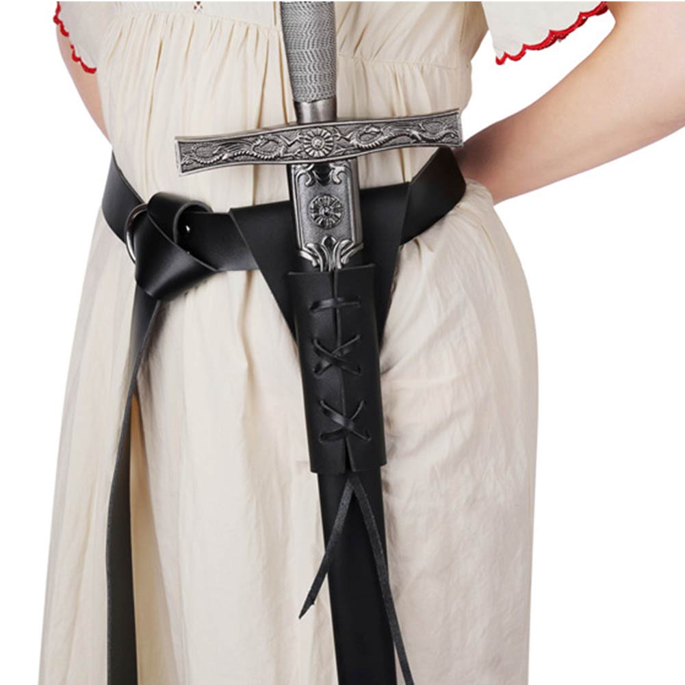 thumbnail image 2 of Medieval Sword Frog Belt & Scabbard - Adjustable PU Leather Sheath For Cosplay, Renaissance Fairs, Halloween 2 of 13