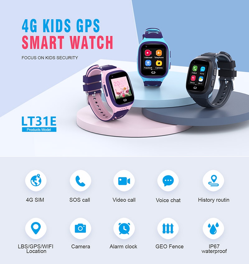 LT31 4G Kids Watch Video Call Phone Watch GPS Tracker SOS Call IP67 ...