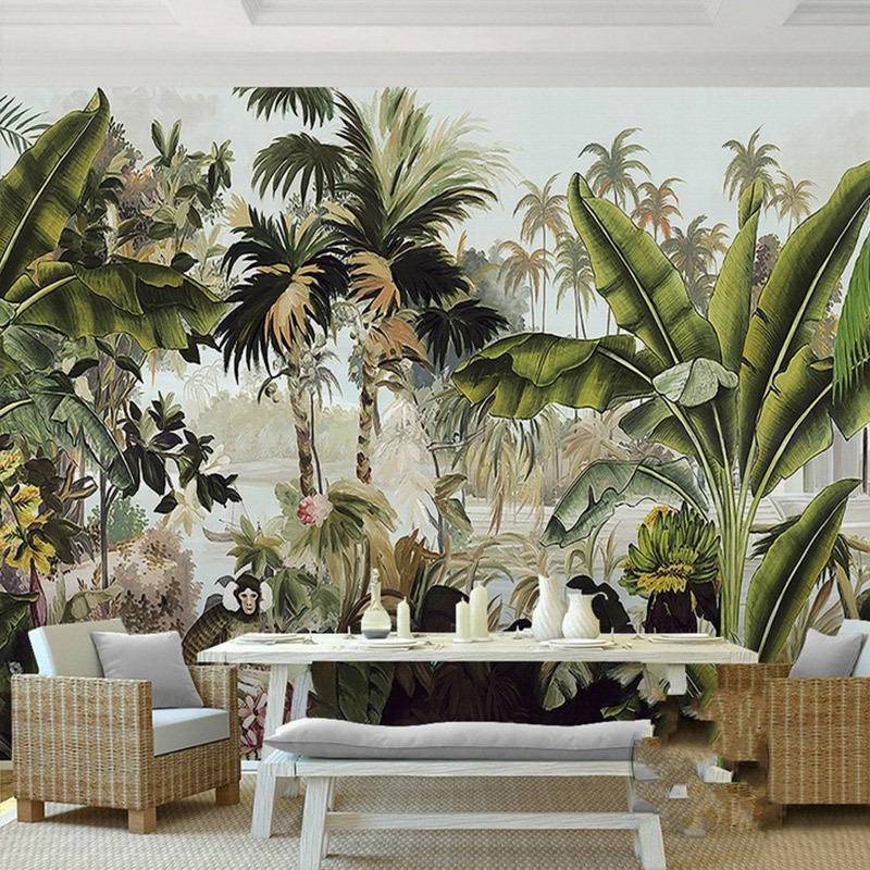 Custom Any Size 3D Tropical Plant Banana Leaf Print Plant Wallpaper ...