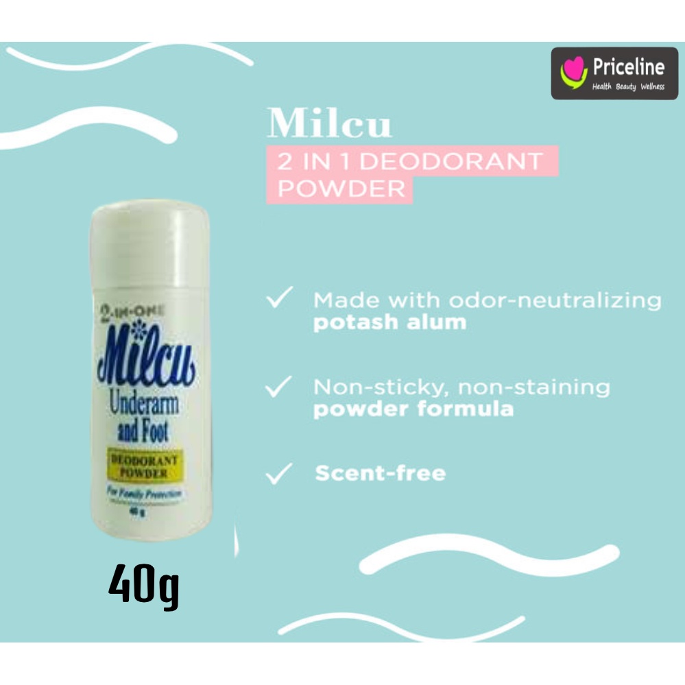 Authentic 2 in One Milcu Underarm and Foot Deodorant Powder 40g (1pc) Shopee Philippines