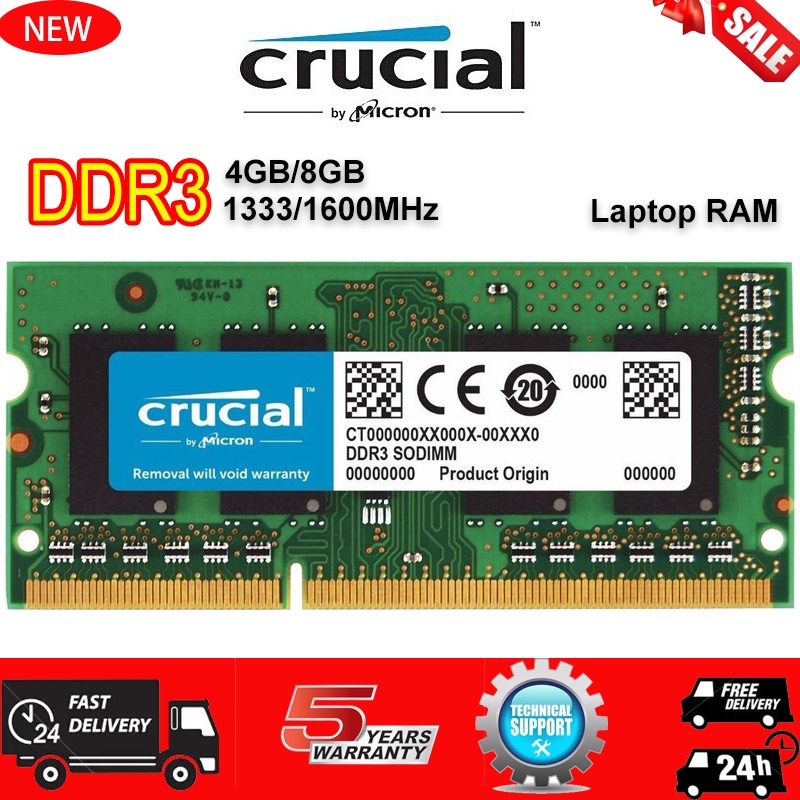 Crucial Laptop RAM DDR3 DDR3L 4GB 8GB 1333/1600MHz Notebook laptop Memory  SODIMM PC3-12800S