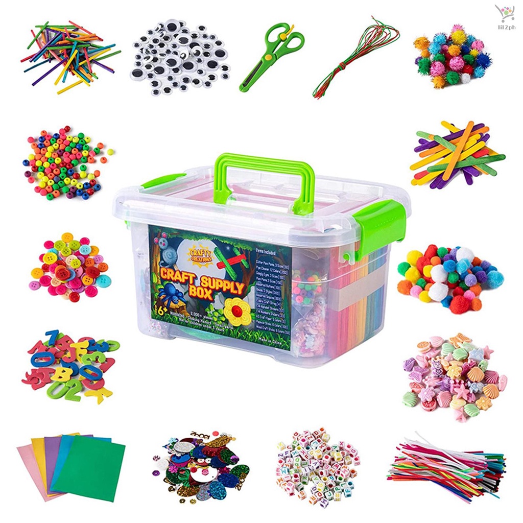 DIY Arts and Crafts Supplies Kit 2000+ Pieces Set Activity Craft ...