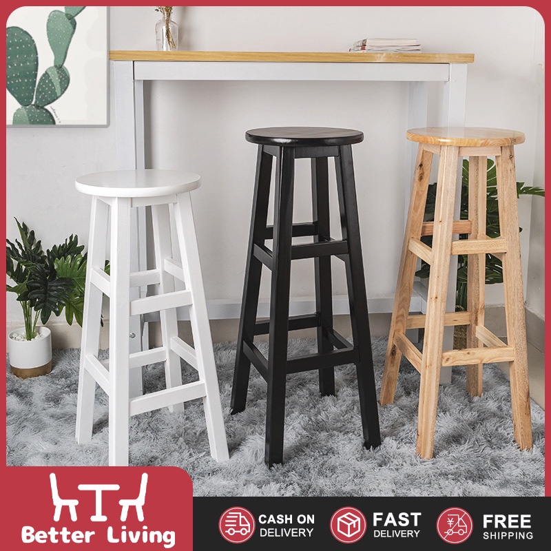 Bar Chair Stool Nordic Minimalist Style Solid Wood Bar Chair Bar High