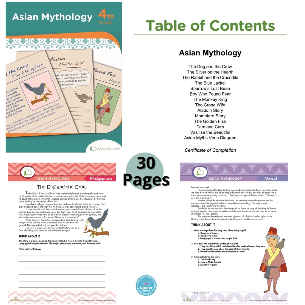 GRADE 4 (READING & WRITING) Activity Workbook Worksheet Homeschool