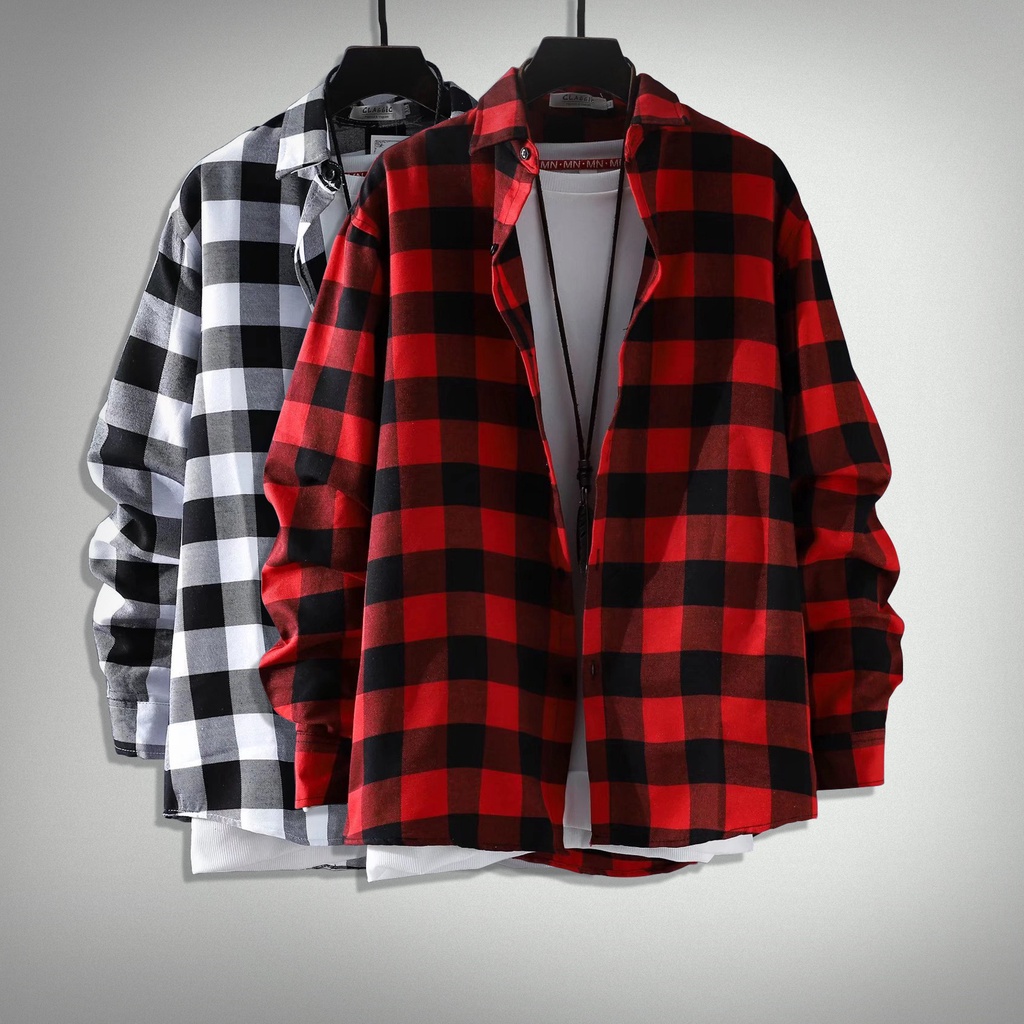 【S3XL】Classic Vintage Casual Checkered Long Sleeve Shirt For Men