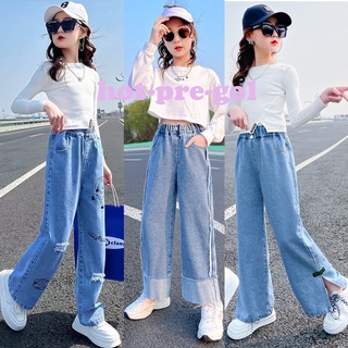 Fashion Toddler Baby Kids Girls Denim Bell Bottom Pants Jeans Wide Leg  Trousers 2-7Yrs