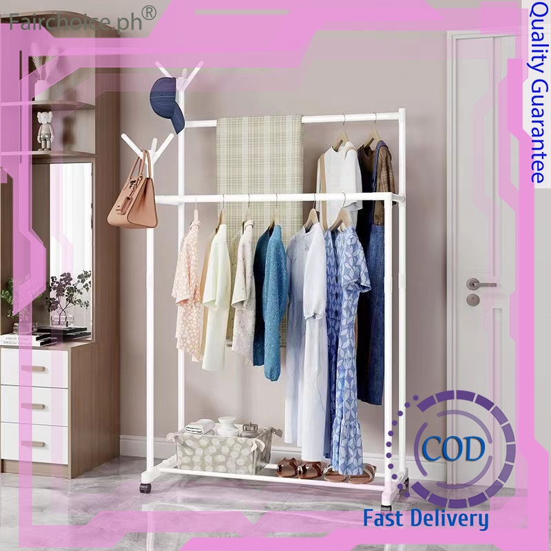 COD Hanging clothes rack clothes rack drying clothes rack mobile simple ...