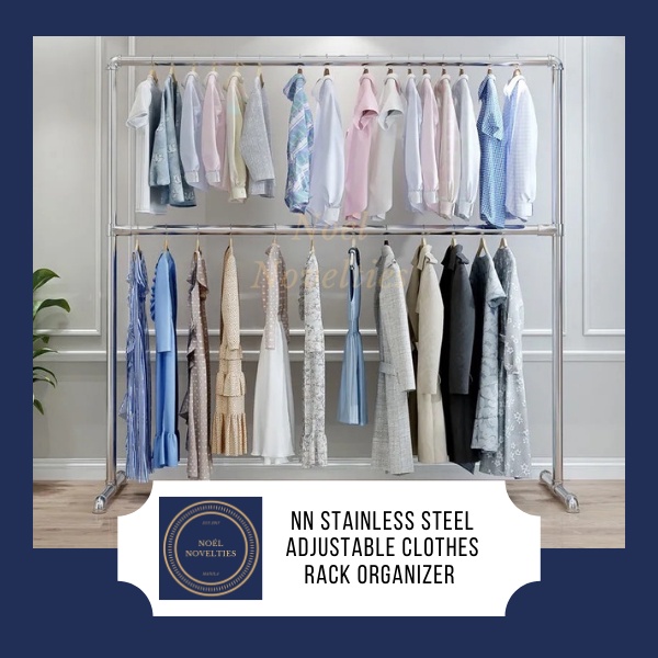 NN Minimalist Stainless Steel Adjustable 2 Layer Clothes Room Display Rack Storage Organizer Shopee Philippines