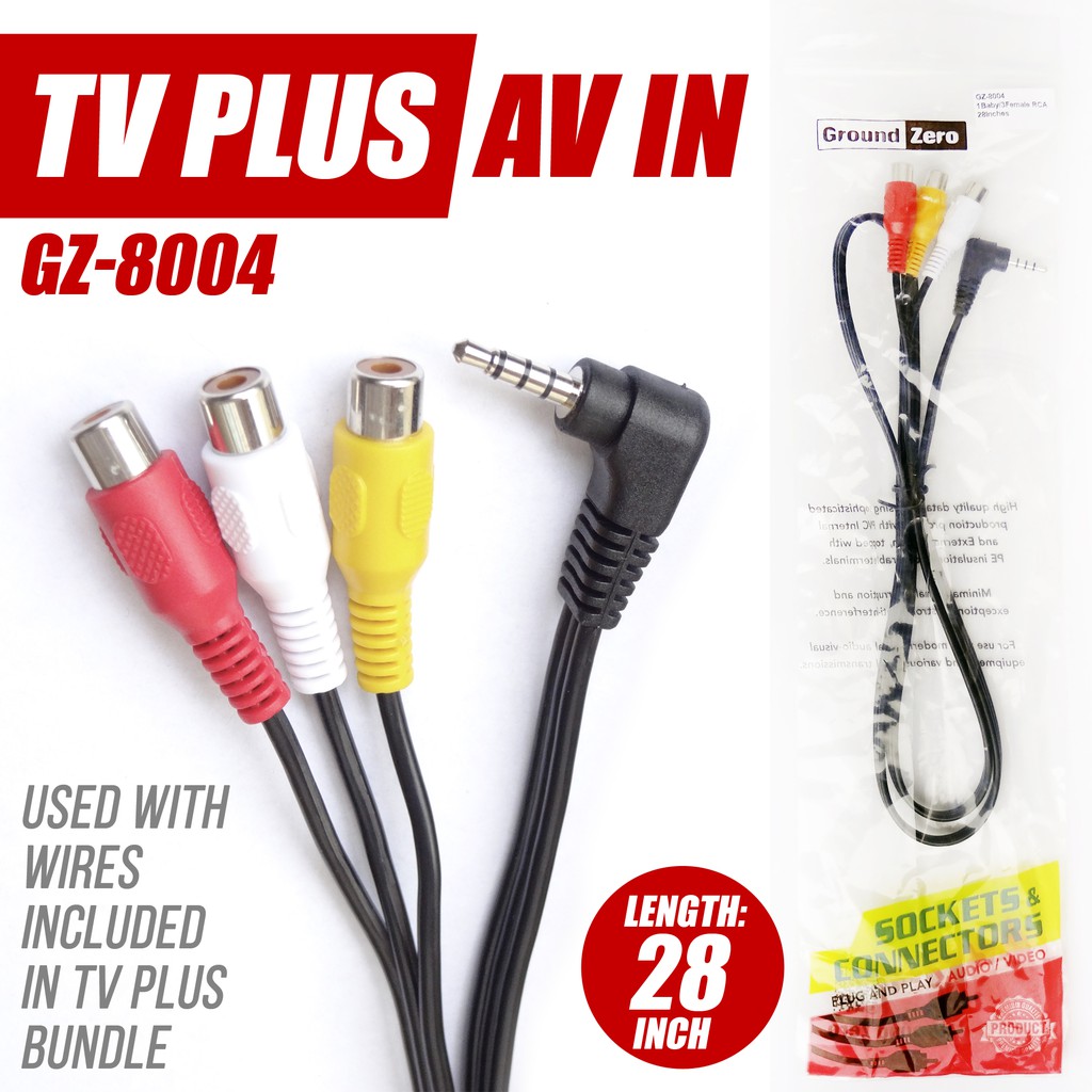 TV Plus to Car Monitor AV Input Cable GZ-8004 RCA to Audio/Video 3.5mm ...