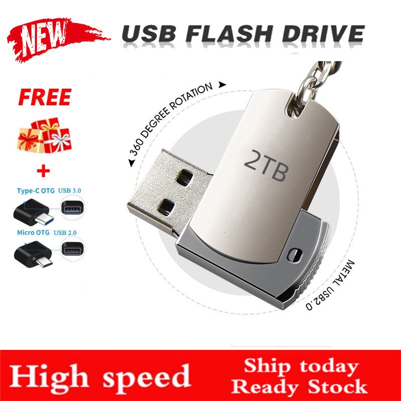 2TB usb flash drive Metal Waterproof USB2.0 penDrive for phones PC ...