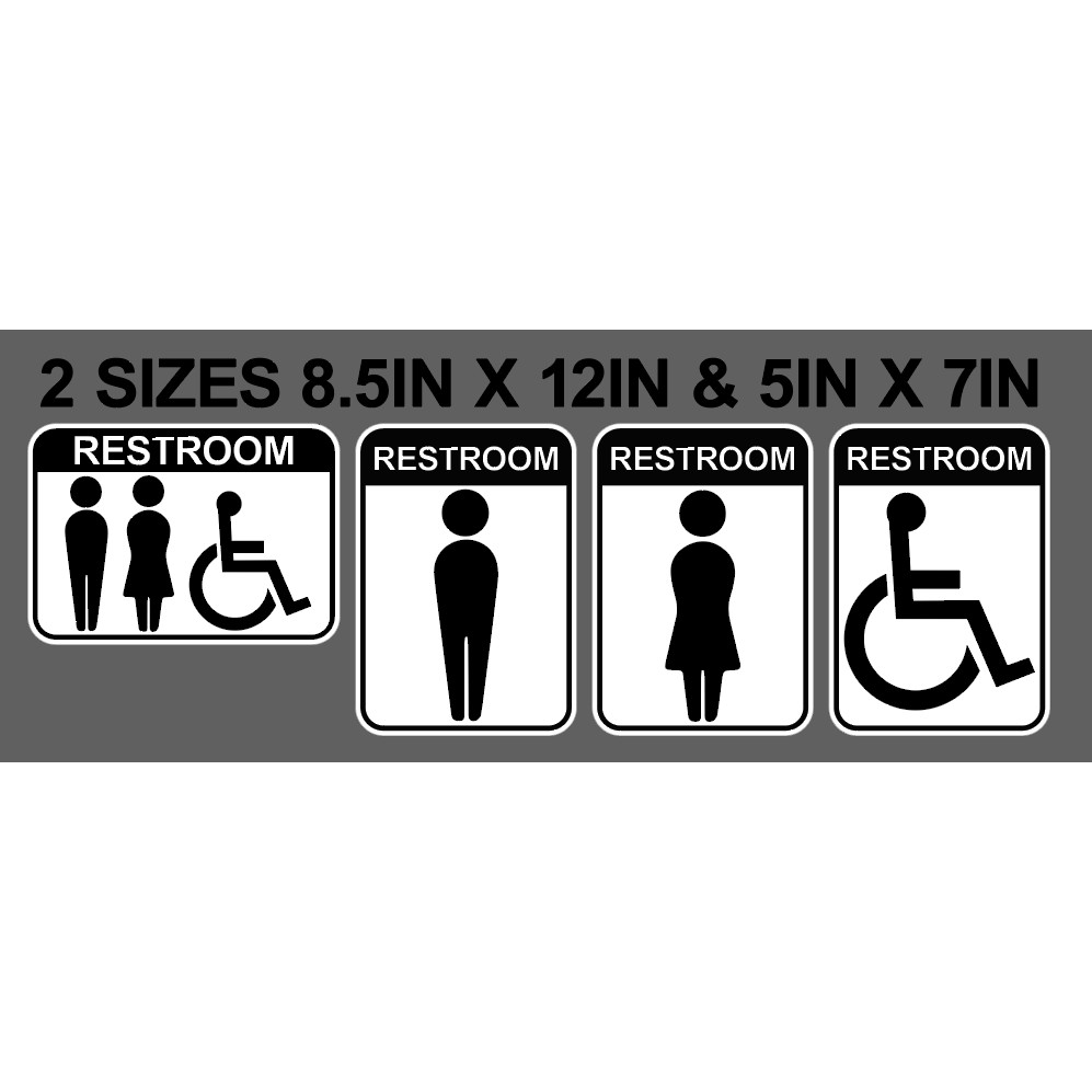 STICKER SIGNAGES WATERPROOF RESTROOM TOILET SIGN MEN WOMEN MALE FEMALE ...
