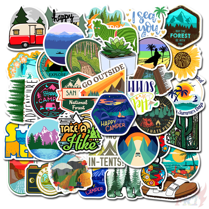 Outdoor Camping Series 02 Happy Travel & Wild Adventure Stickers 50Pcs ...