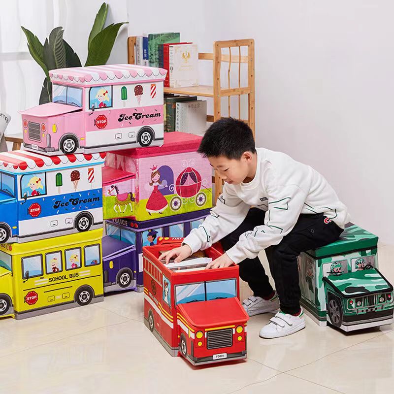 2 in1 Mini Storage Box Foldable Bus Kids toys snacks clothing Storage ...