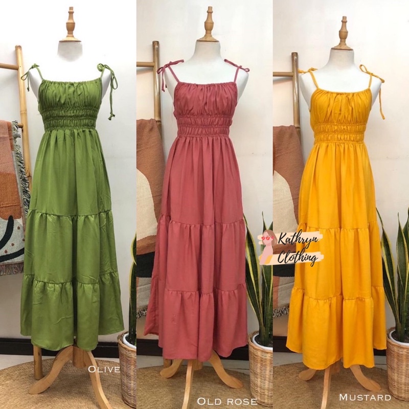 Kathryn Self tie Maxi Dress 12178# | Shopee Philippines