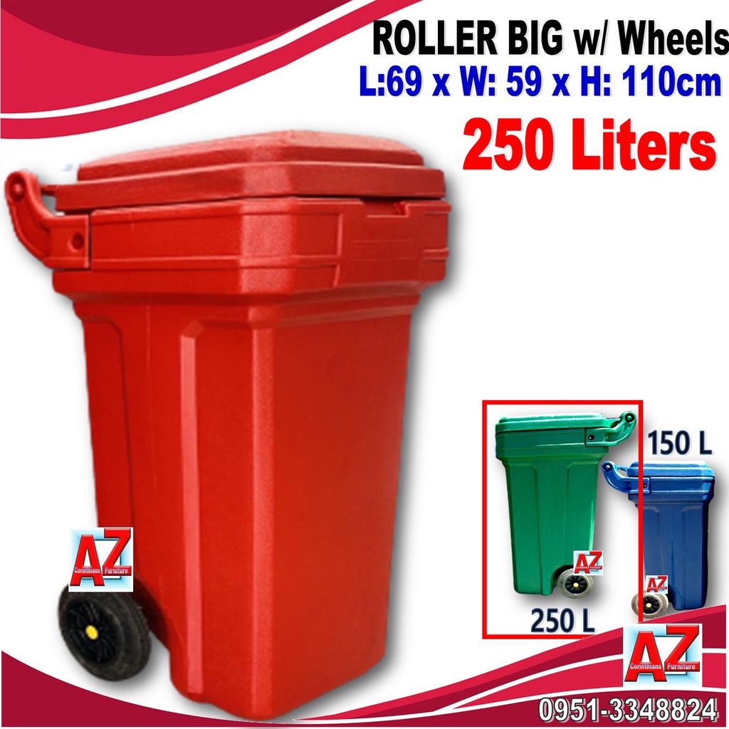 Roller Big Trash Bin with Wheels 250 Liters Shopee Philippines