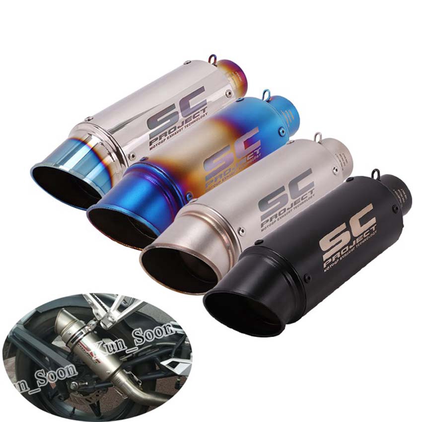 38-51mm Inlet Universal SC Exhaust Muffler Pipe Motorcycle Exhaust Pipe ...