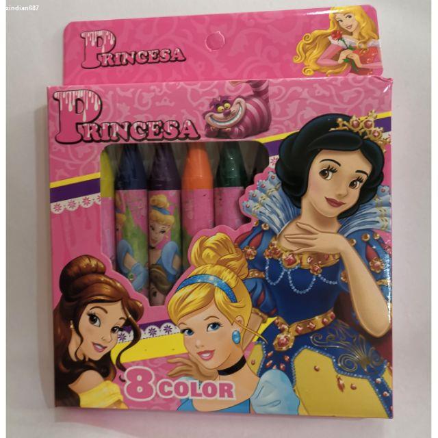 8 colors Disney Princess/Princesses Jumbo/Big Crayons/Color lootbag