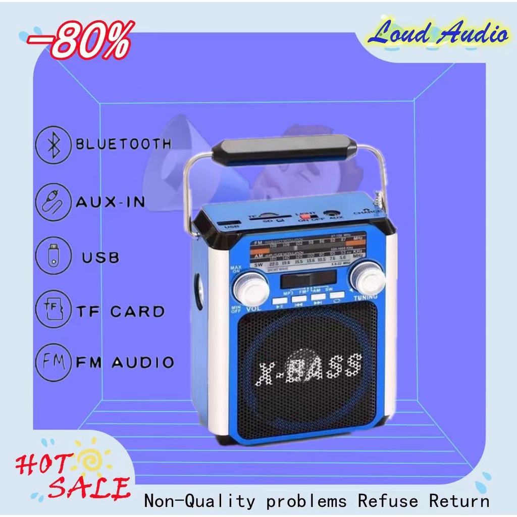 Crownstar HG619U Speaker with Flash Light AM/FM/SW Radio Good Sound Quality Amplifier USB SD