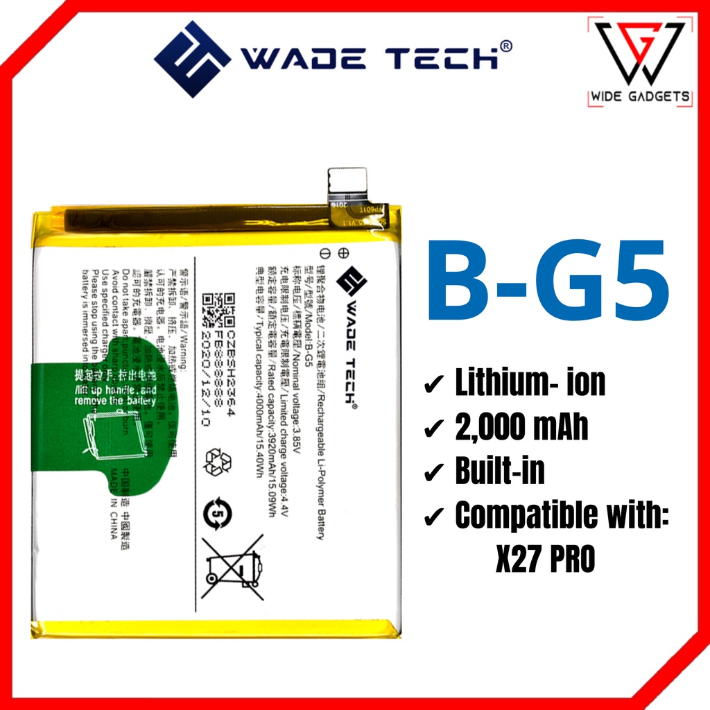 WADE TECH Vivo B-G5 Battery | Shopee Philippines