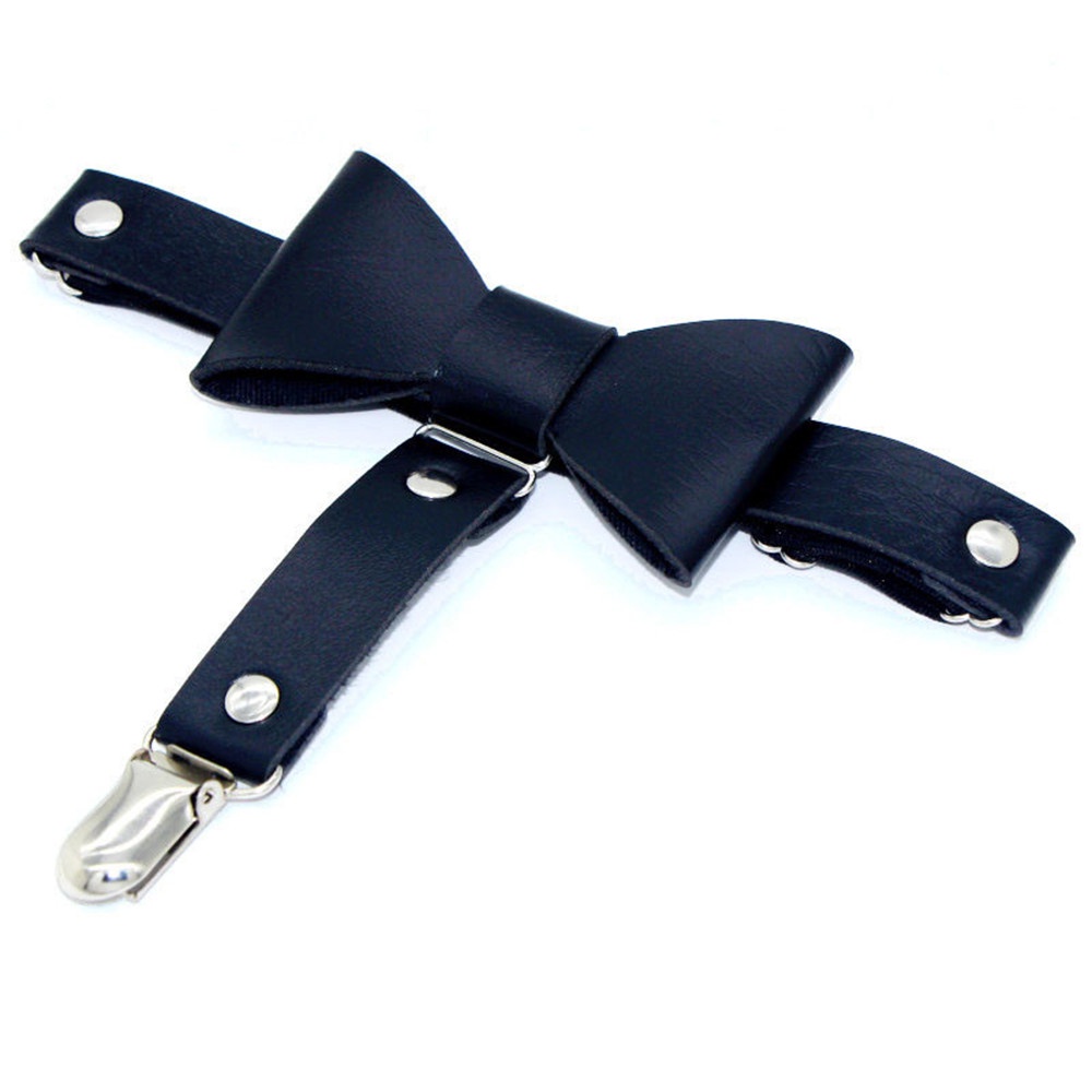 3-Piece Women's Punk Rivet Faux Leather Thigh Garter Belt & Choker Set -  Black, One Size