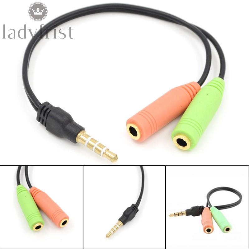 Audio Jack Adaptor Cable Combo 3.5mm Male 4 Pole to Dual 3.5mm Female