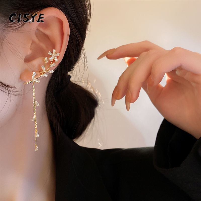 Flower Tassel Ear Cuff Leaf Ear Hook Clip On Cartilage Earrings No