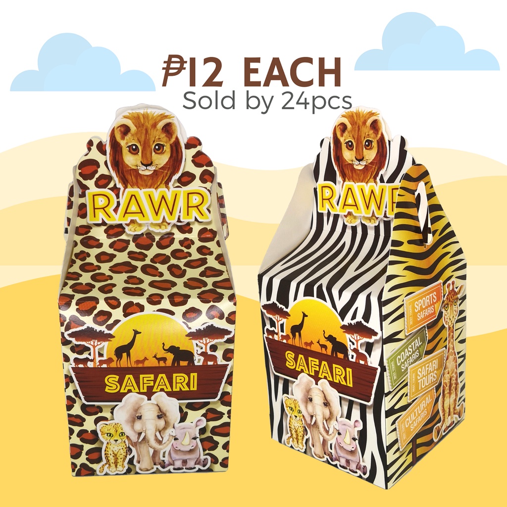 FP1010 (24PCS) Jungle Safari Loot Box Favor Souvenir Giveaway Loot Bags Box Studio Shopee