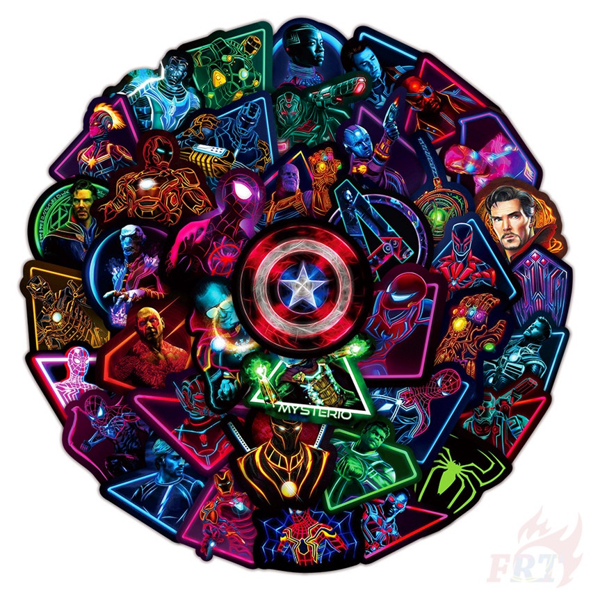 100Pcs/Set Marvel Superhero Neon Color Style Series B Stickers DIY ...