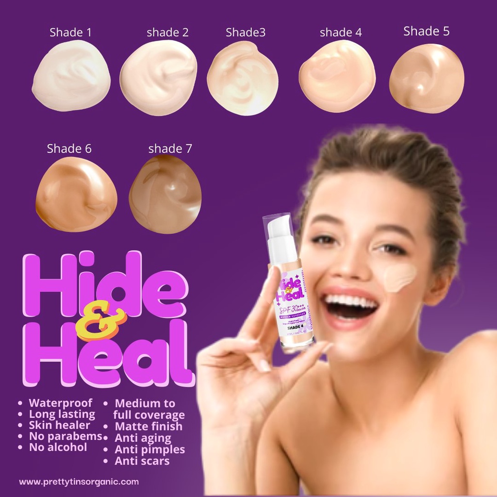 Hide & Heal (All in One Face Foundation Cream) by Pretty Tins Organics