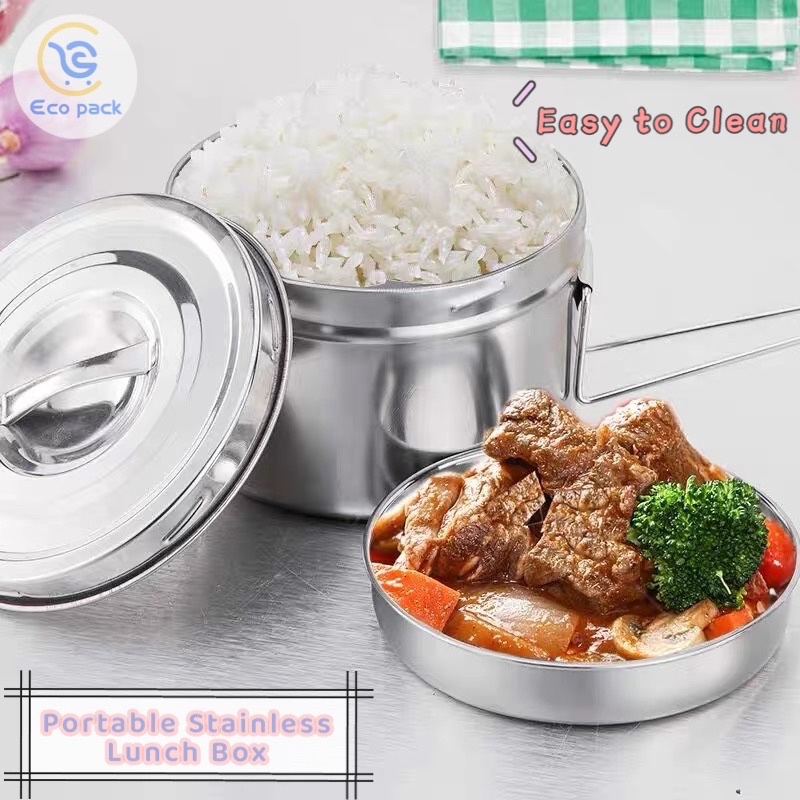 Portable Stainless Food Container Round Lunch Box | Shopee Philippines