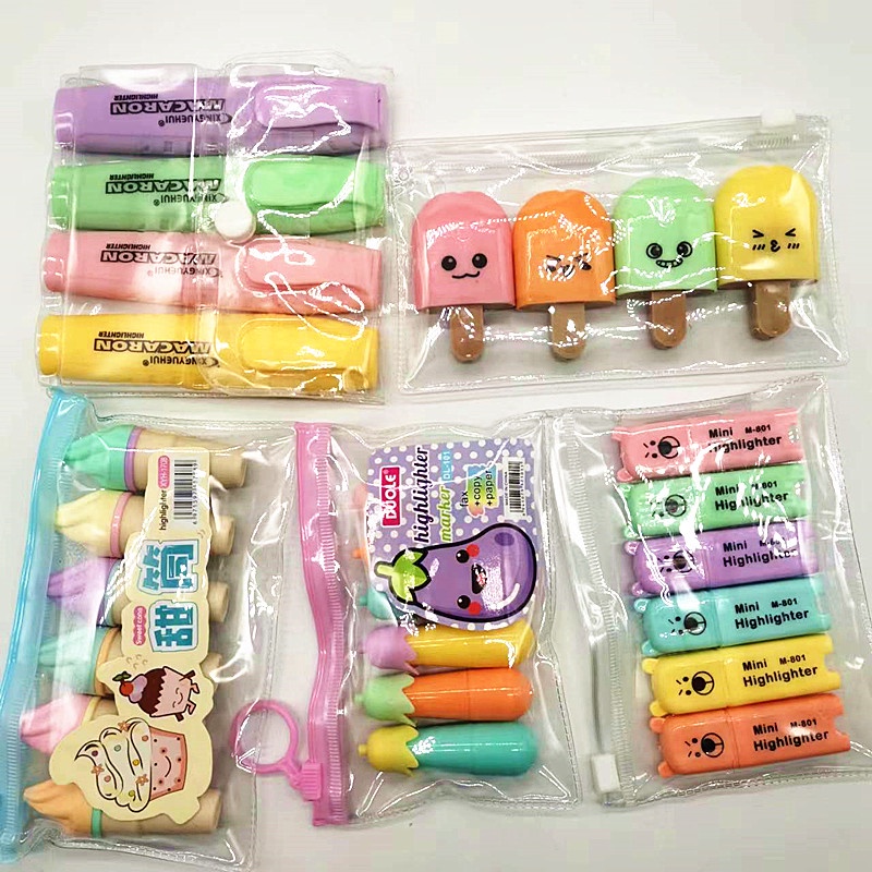 4Pcs Color Big Highlighter Pen Set and 6Pcs Mini Highlighter Pen Set School Supplies Shopee