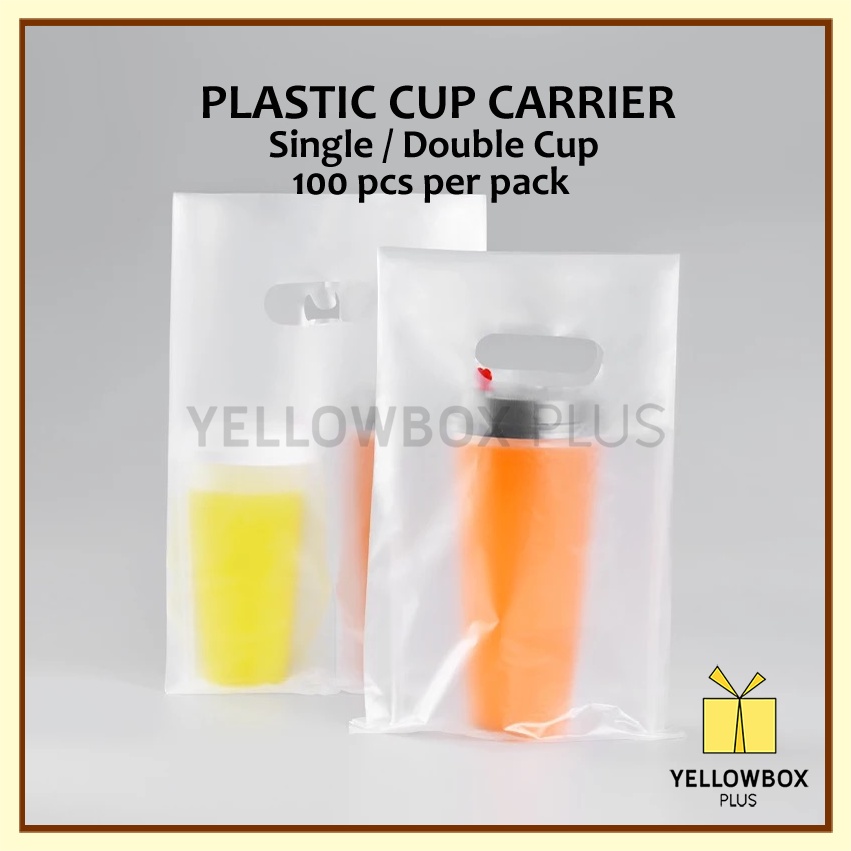 Take Out Plastic bag for milk tea 100pcs takeout plastic cup carrier