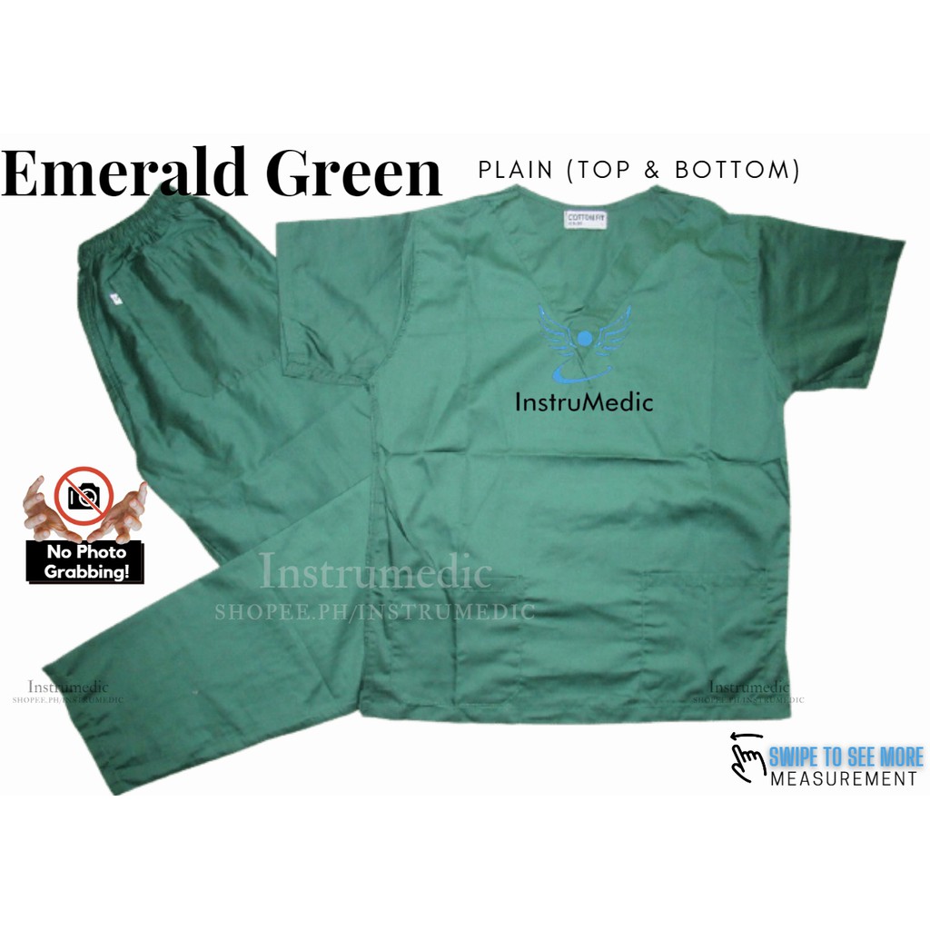 (INSP) EMERALD GREEN PLAIN (TOP & BOTTOM) SCRUB SUIT SET (Brand COTTON FIT OR MY SCRUBS